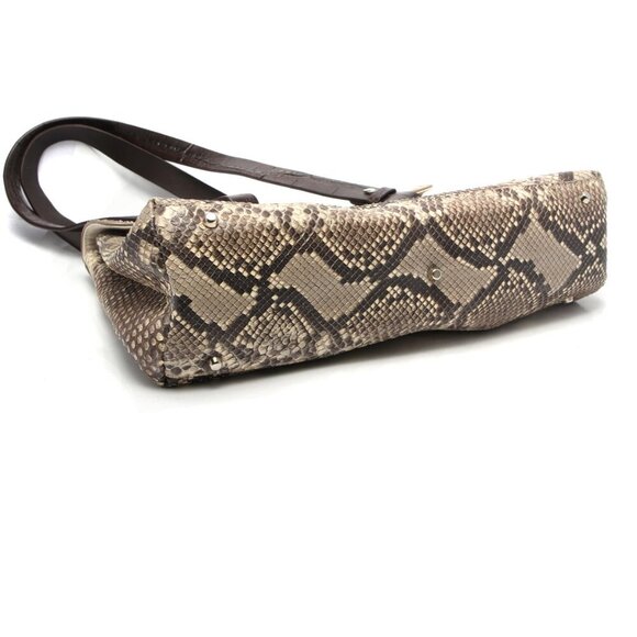 Colombo Via Della Spiga Leather Snakeskin Shoulder Bag Croc Embossed Italy Brown - Picture 6 of 15